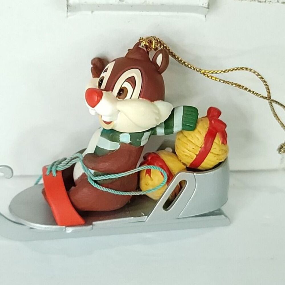 Disney Character Collectible Dale On Sled Christmas Ornament Grolier Collection